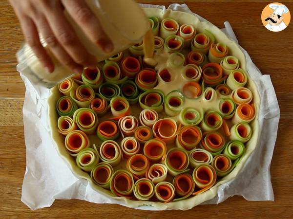 Quiche floral de calabacín y zanahoria - Preparación paso 4
