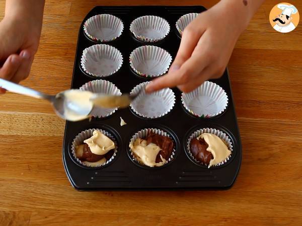 Muffins marmolados, chocolate y vainilla - Preparación paso 4
