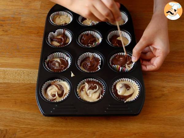 Muffins marmolados, chocolate y vainilla - Preparación paso 5