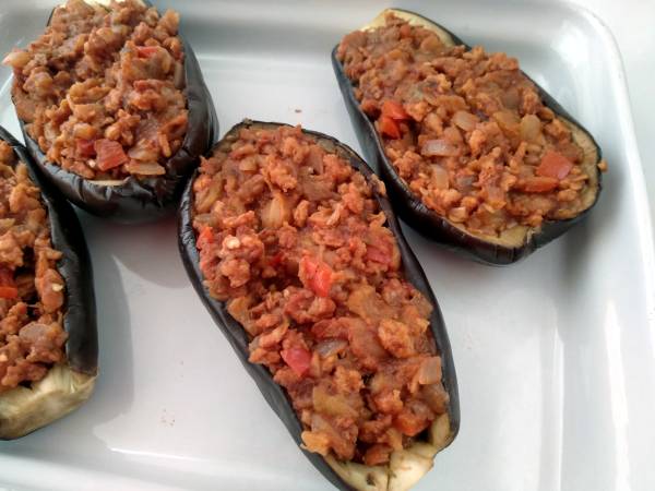 Berenjenas rellenas con soja texturizada {receta vegana} - Preparación paso 7