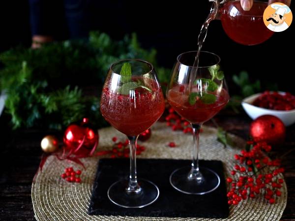 Cóctel festivo, Spritz servido en una bola de Navidad - Preparación paso 5