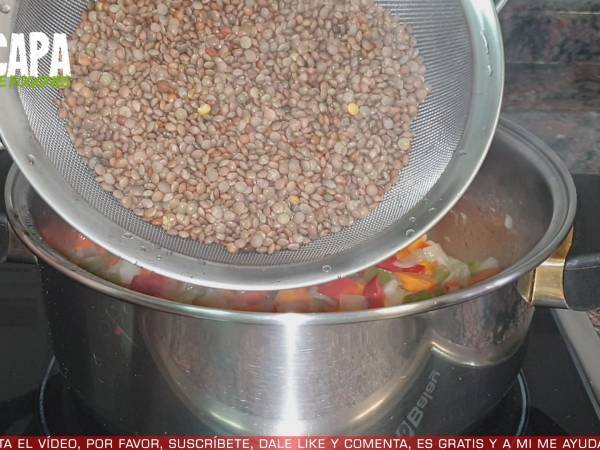 Lentejas con verduras y curry - Preparación paso 3