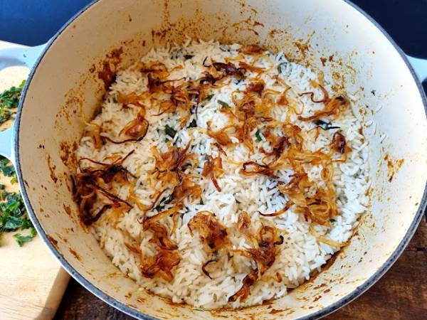 Biryani {Arroz con pollo pakistaní} - Preparación paso 15