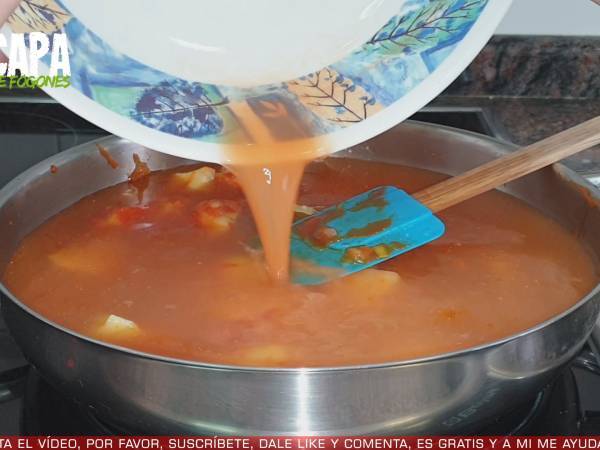 Guiso de rape y langostinos - Preparación paso 7