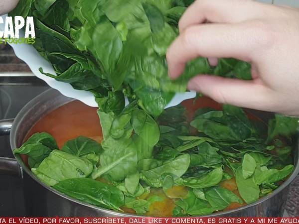 Garbanzos con espinacas - Preparación paso 4