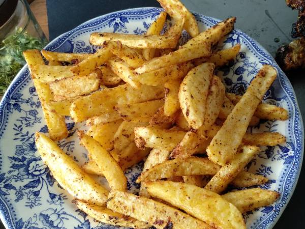 Pollo alla diavola con patatas fritas (freidora de aire) - Preparación paso 12