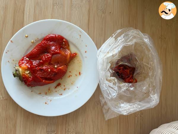Pimientos rojos asados en freidora de aire - Preparación paso 3