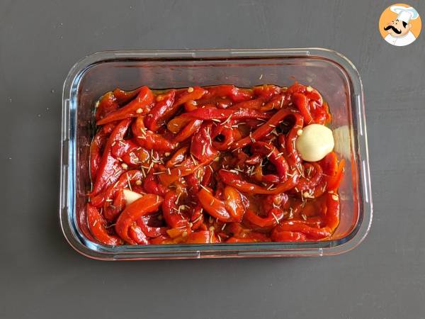 Pimientos rojos asados en freidora de aire - Preparación paso 5