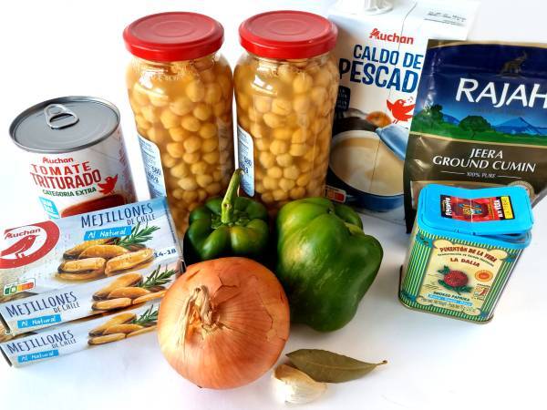 Garbanzos con mejillones, guiso de invierno - Preparación paso 1