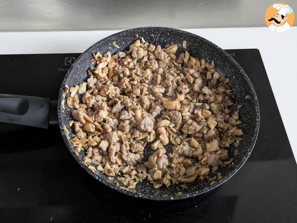 Canelones de setas y salchicha fresca - Preparación paso 7