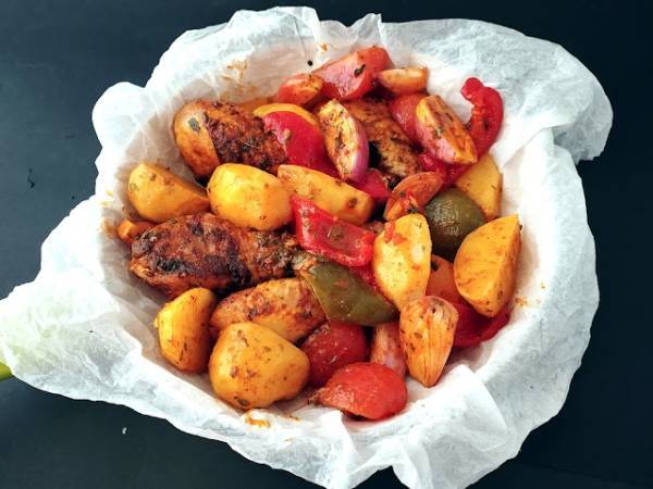 Pollo con verduras, sin horno - Preparación paso 6