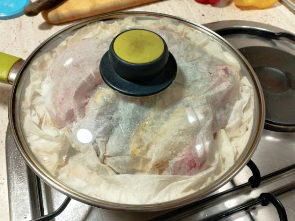 Pollo con verduras, sin horno - Preparación paso 9