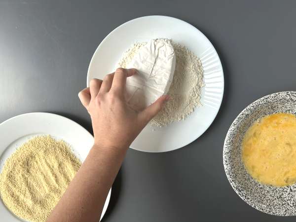 Caprice des Dieux rebozado en freidora de aire con patatas crujientes - Preparación paso 4