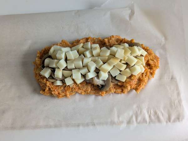 Pastel de calabaza con champiñones y queso, jugoso, fundente y crujiente - Preparación paso 9