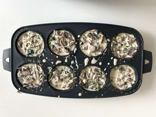 Flanes salados de espinacas y champiñones - Preparación paso 10