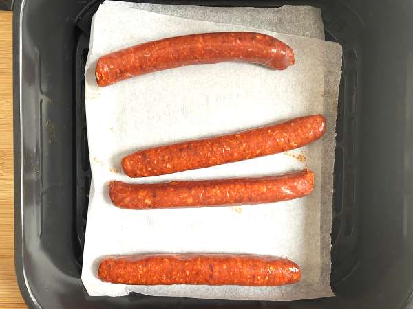 Cómo hacer salchicha fresca picante, tipo chistorra o merguez en freidora de aire - Preparación paso 1