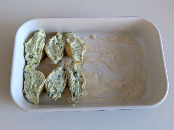 Conchiglioni rellenos de ricotta, calabacín y limón - Preparación paso 7