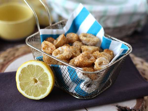 Aros de calamar rebozados en freidora de aire - Preparación paso 8