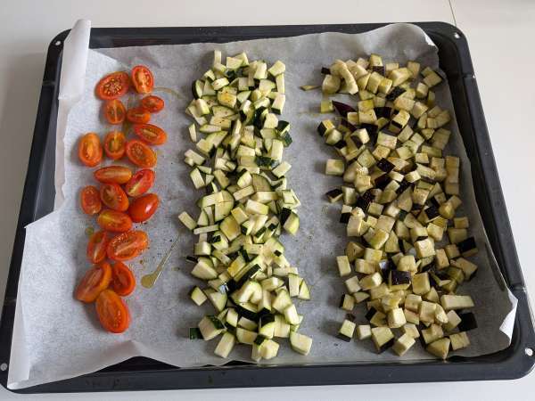 Ensalada cremosa de espelta con verduras asadas - Preparación paso 2