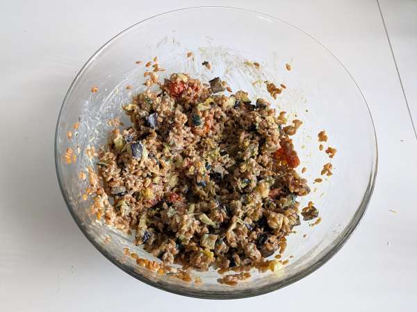 Ensalada cremosa de espelta con verduras asadas - Preparación paso 7