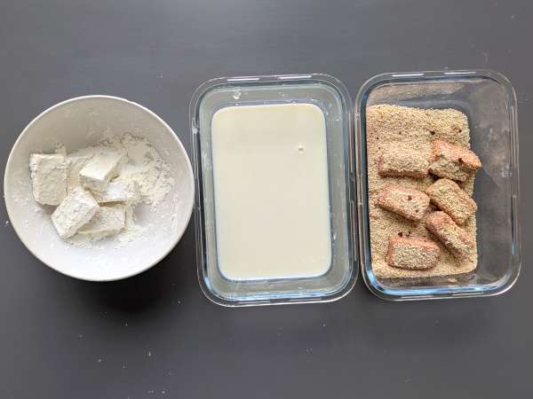 Nuggets de tofu en freidora de aire - Preparación paso 6