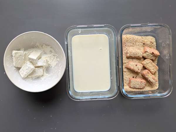 Nuggets crujientes de tofu con judías verdes al estilo tailandés en freidora de aire - Preparación paso 4