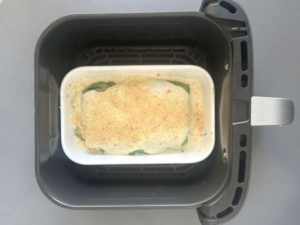 Lasaña de espinacas y tofu en freidora de aire - Preparación paso 9