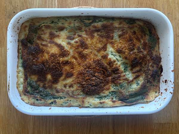 Lasaña de espinacas y tofu en freidora de aire - Preparación paso 10