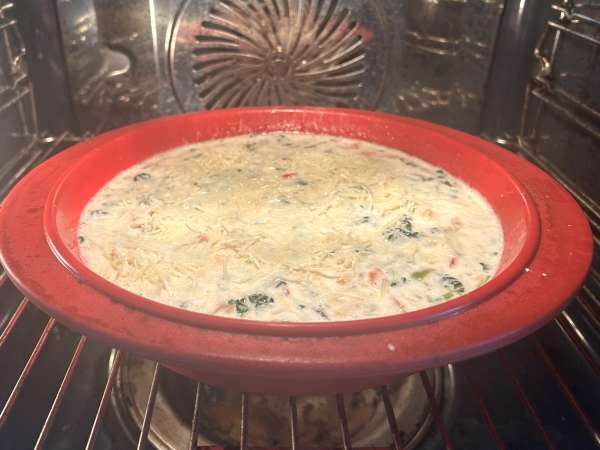 Quiche sin masa de salmón, espinacas y queso cottage - Preparación paso 8