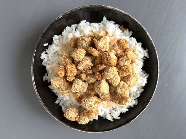 Tofu crujiente con arroz y salsa cremosa: la versión vegetariana del pollo crousty - Preparación paso 5