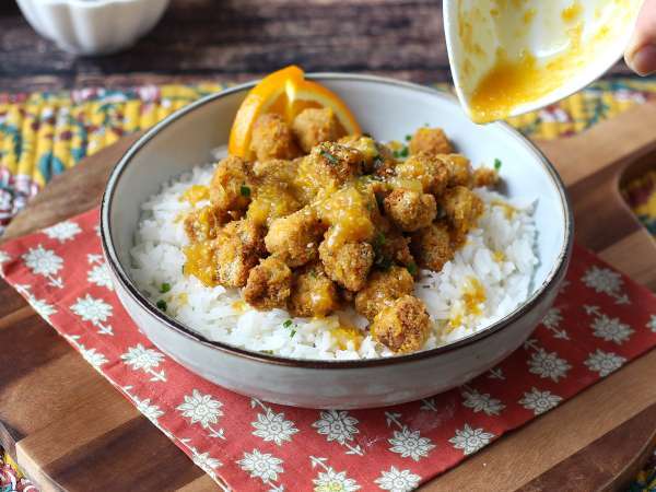 Tofu crujiente a la naranja, al estilo del pollo a la naranja - Preparación paso 6