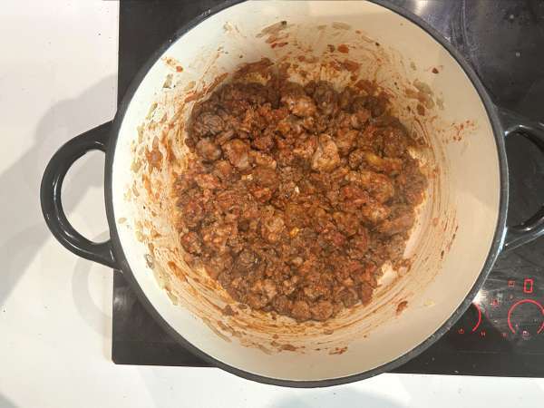 Sopa de lasaña con carne, ricotta y parmesano - Preparación paso 3