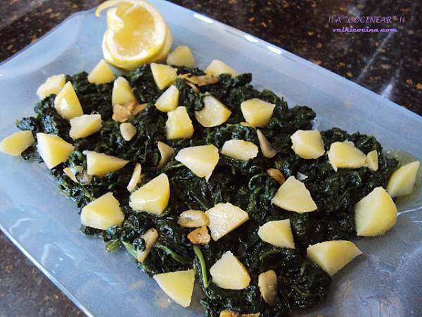 Espinacas rehogadas con patatas - Preparación paso 4