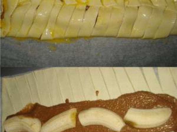 Hojaldre relleno de chocolate, almendra y plátano - Preparación paso 1