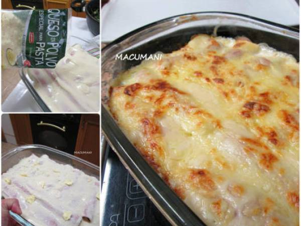 Canelones de espinacas y jamón york - Preparación paso 3
