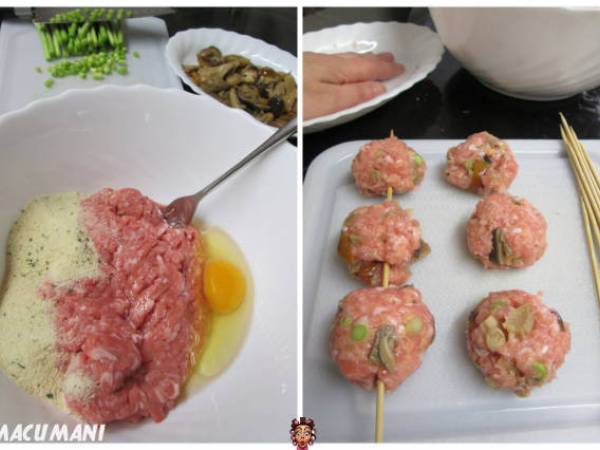 PINCHO DE ALBONDIGAS DE SETAS - Preparación paso 1