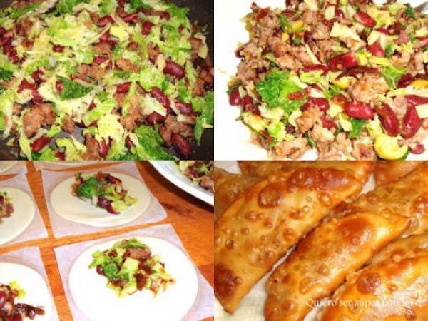 Empanadillas picantes con chorizo criollo, col, y judías rojas - Preparación paso 2