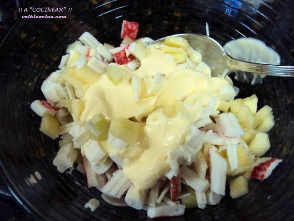 Tartaletas de cangrejo con manzana y apio - Preparación paso 3