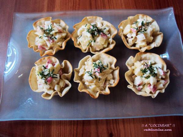 Tartaletas de cangrejo con manzana y apio - Preparación paso 4