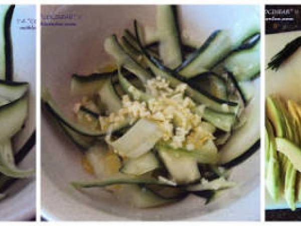 Ensalada de carpaccio de aguacate y pepino - Preparación paso 1
