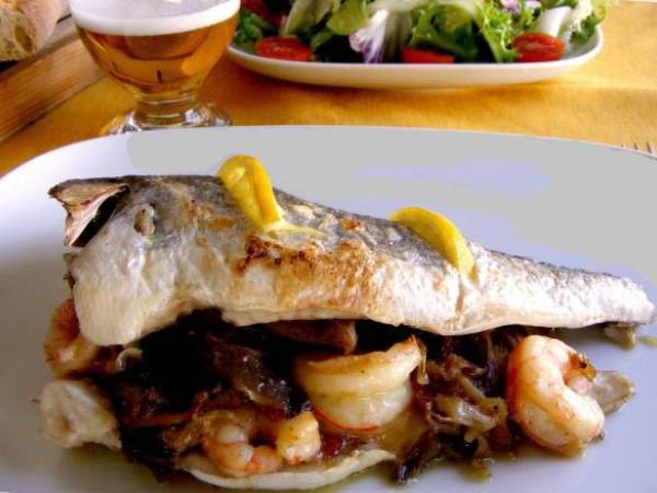 Dorada al horno rellena de sitake y gambas - Preparación paso 7