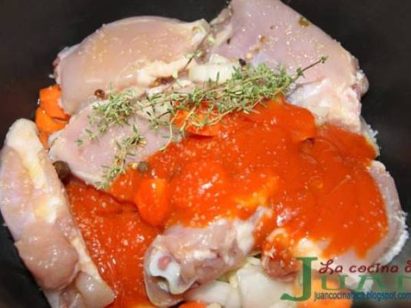 Contramuslos de pollo en salsa - Preparación paso 1