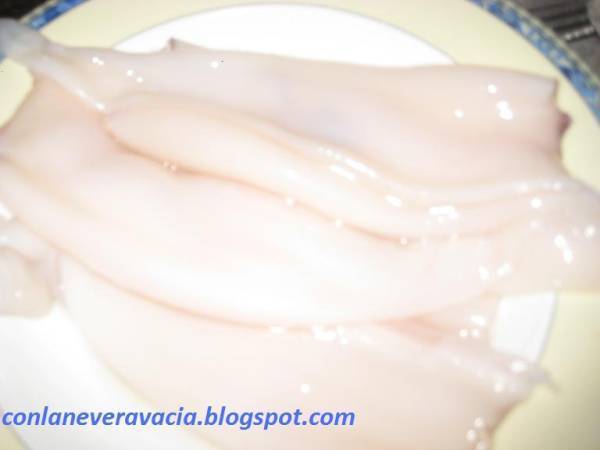 Calamares rellenos - Preparación paso 1
