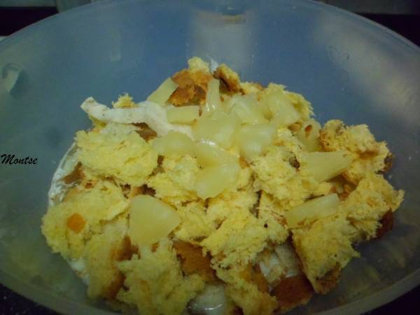 Pudin de piña al microondas - Preparación paso 3