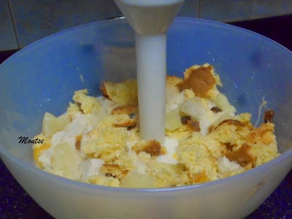 Pudin de piña al microondas - Preparación paso 4