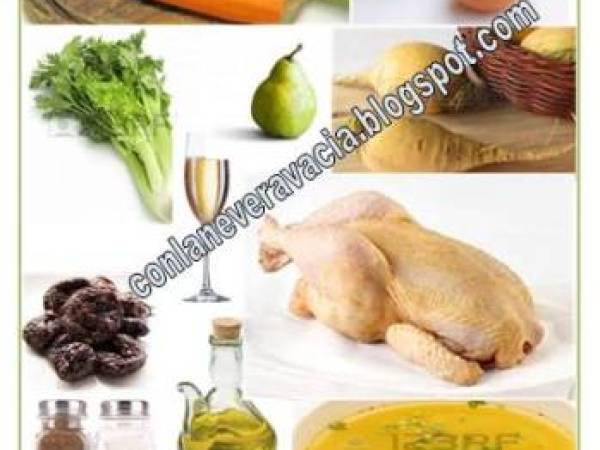 POLLO DE CORRAL AL CAVA CON PERAS Y CIRUELAS - Preparación paso 1