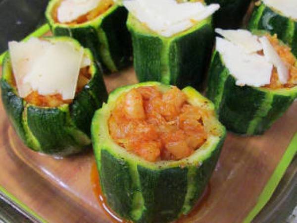 Calabacines rellenos de atun y gambas - Preparación paso 4