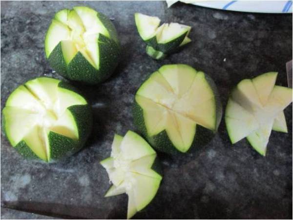 Calabacines redondos rellenos - Preparación paso 1