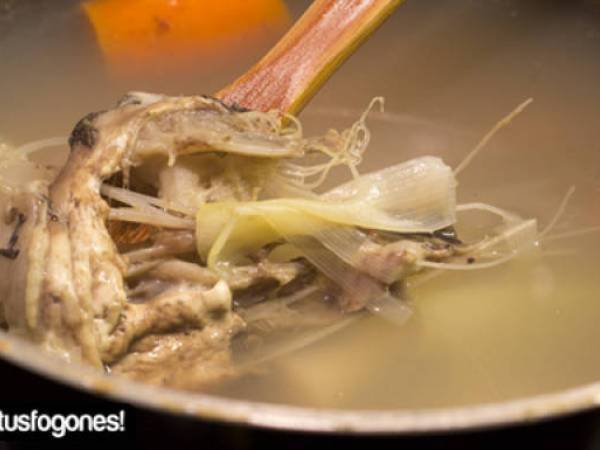 Arroz con bacalao y gambones - Preparación paso 1