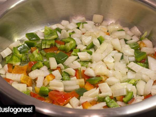 Arroz con bacalao y gambones - Preparación paso 2